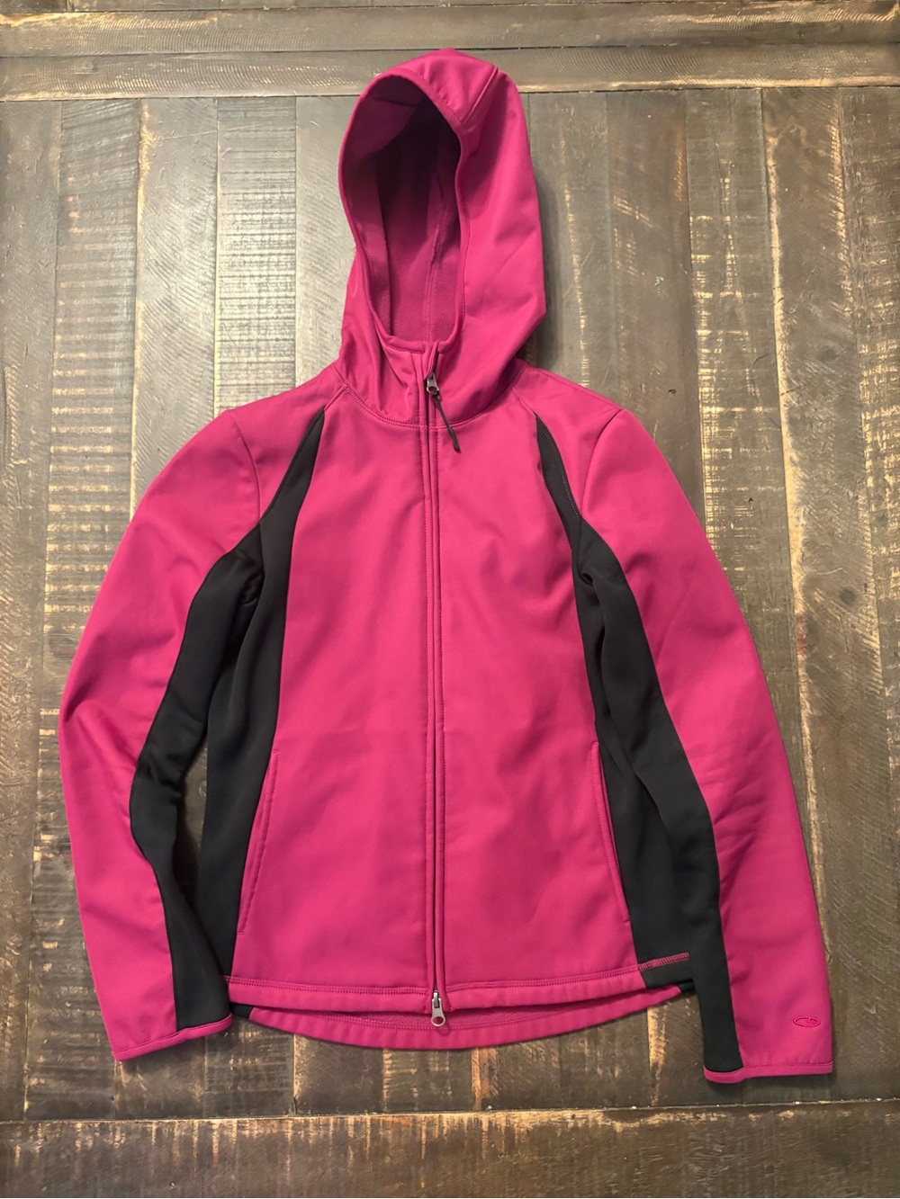 C9 by Champion Hooded Softshell Jacket Pink & Black Fleece Lined Water Resistant